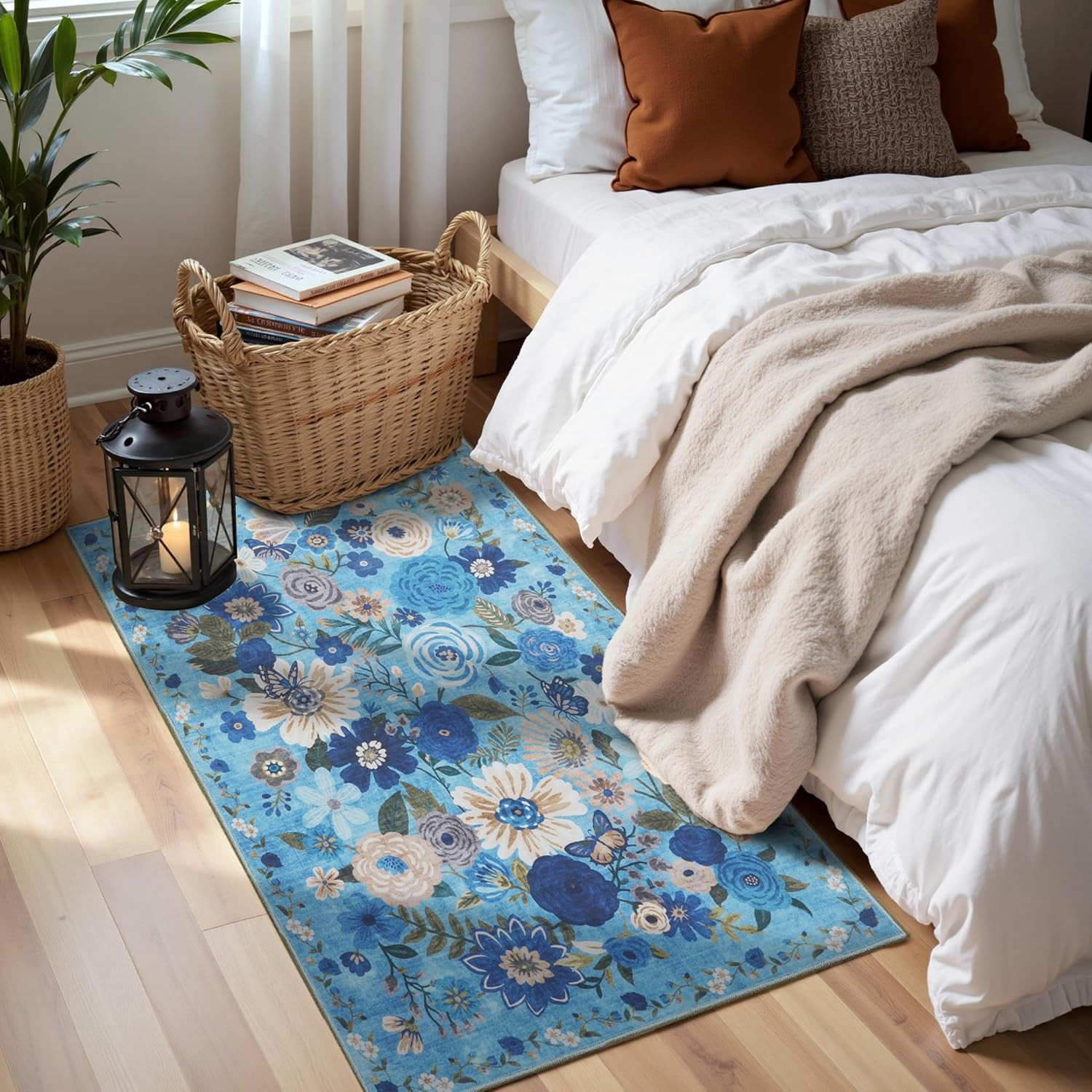 2×4 Entryway Runner Rugs, Non Slip Washable Rugs with Rubber Backing Soft Floral