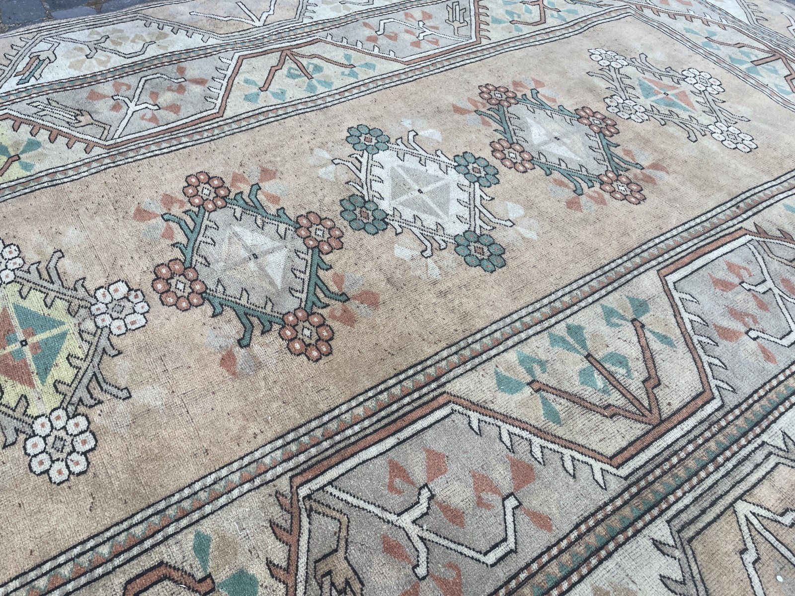 Turkish Vintage Rug, Handmade Wool Rug, Bohemian Large Rug, 6,3 x 9,8 ft