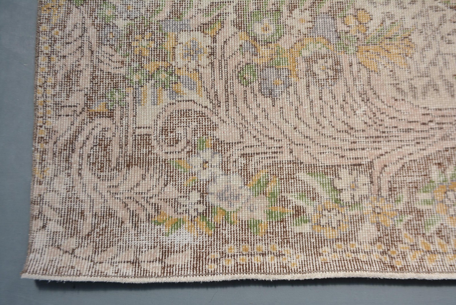 5,9×9,7 ft Rug, Turkish Rug, Vintage Brown Wool Check Rug