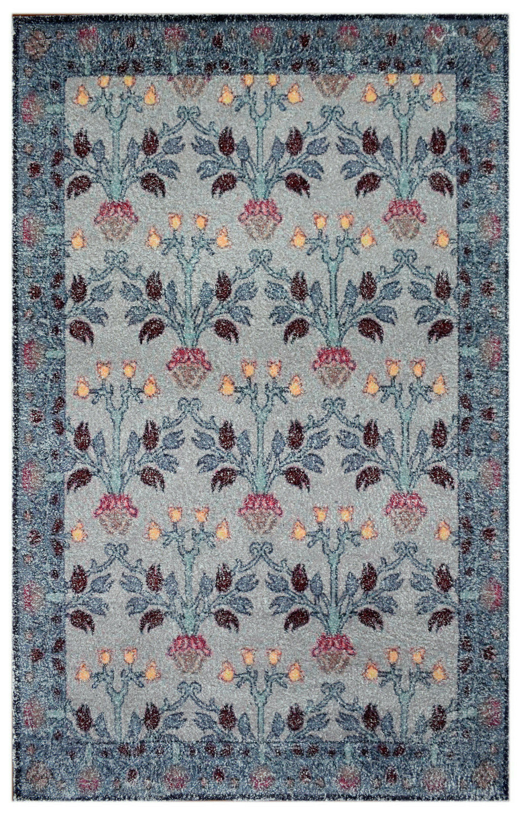Multi Sizes Hand Woven William Morris Polyester Rug Gray Blue