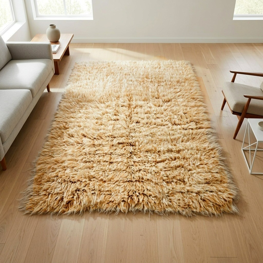 👉SALE💥BEAUTIFUL COPPER + WHITE FLOKATI RUG💥THICK 3.5″ WOOL PILE💥