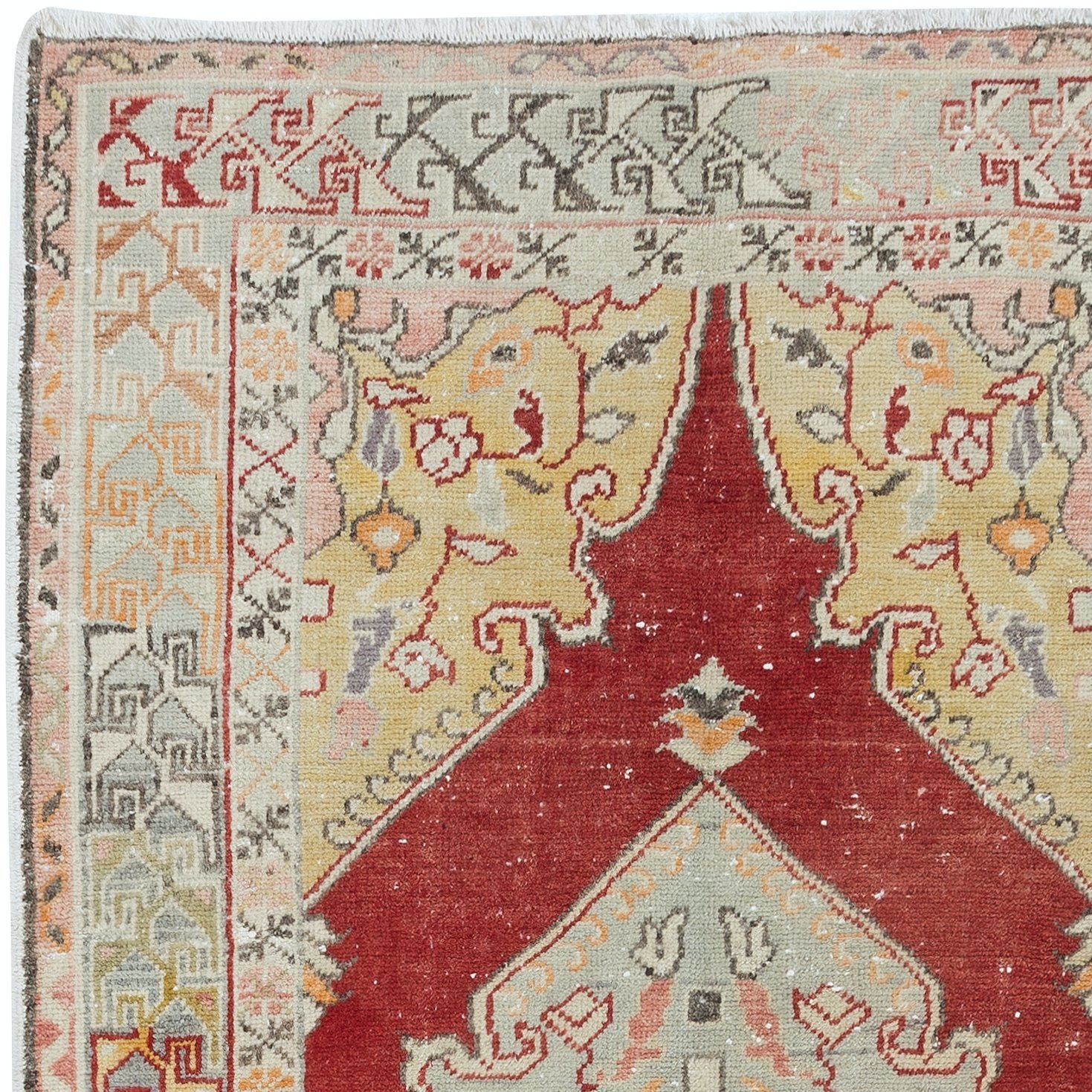 3.5×6.4 Ft Traditional Vintage Turkish Tribal Rug, Handmade Wool Village Carpet