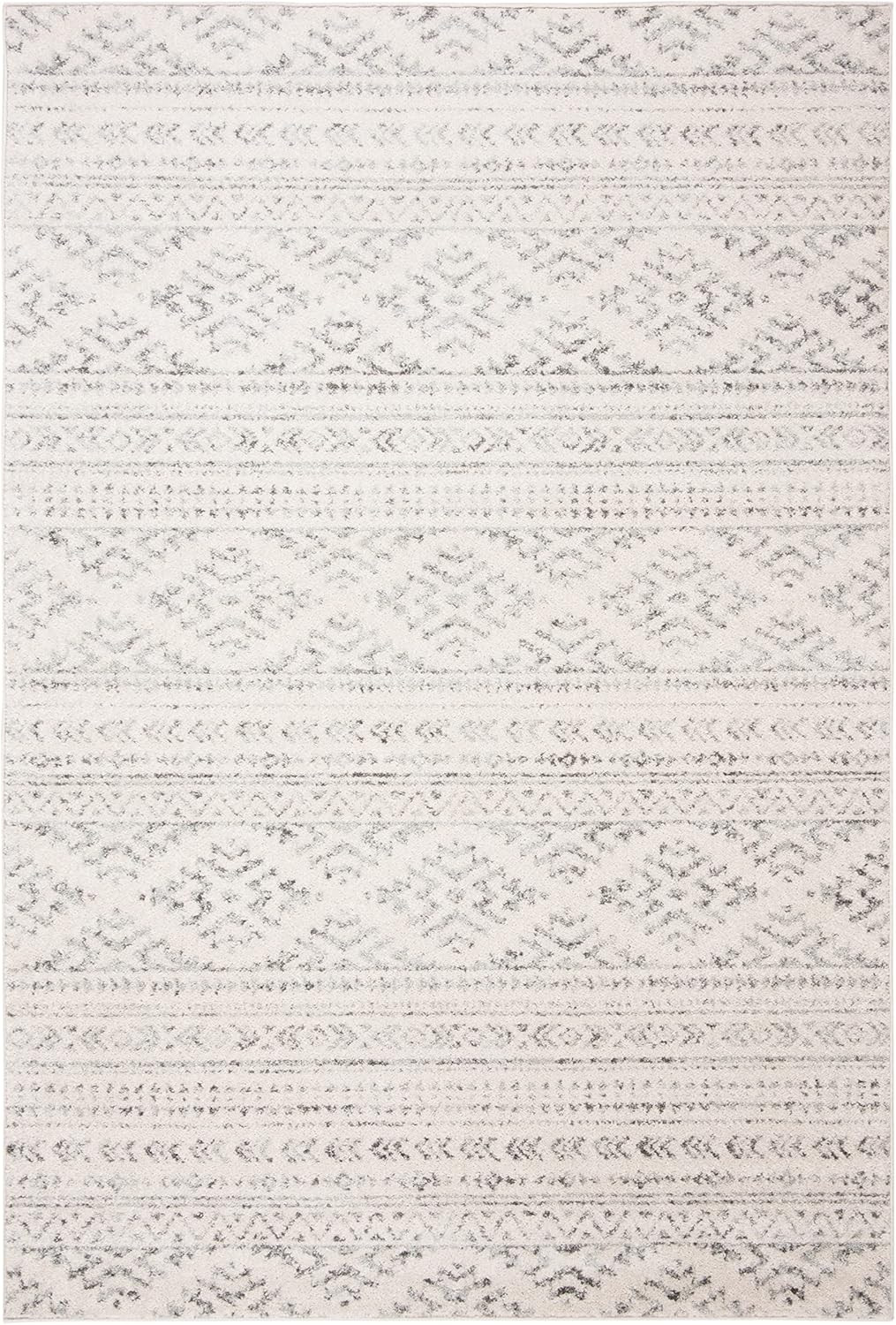 Tulum 6×9 Area Rug – Ivory & Grey Moroccan Boho Design, Easy Clean
