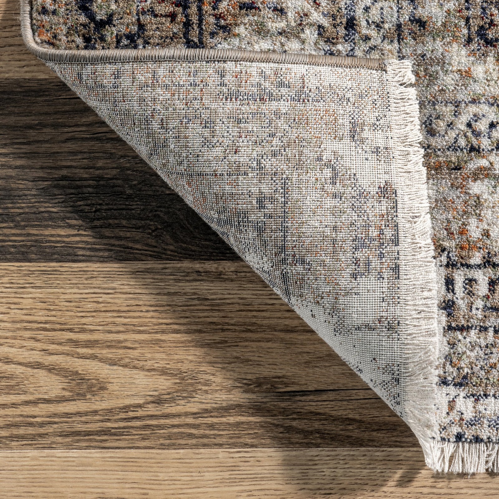 Nuloom Fringed Performance Charvi Beige/Ivory 2 X 4 Distressed Medallion Soft