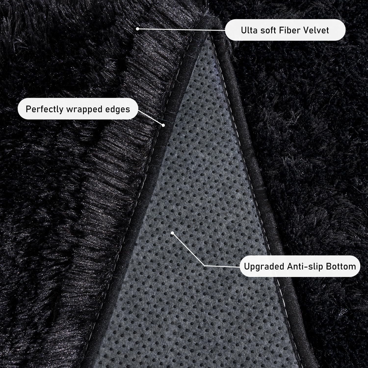 Quntue Small Black Area Rug, 2×3 Rug for Bedroom Shaggy Throw Rugs for Dorm R…