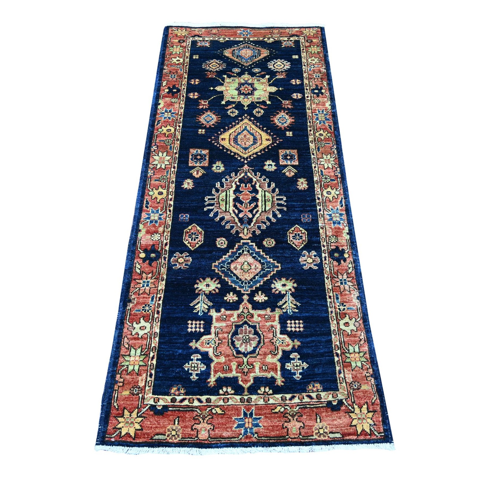 2’5″x6′ Midnight Blue Karjihooz Design Soft Wool Hand Knotted Runner Rug 21461