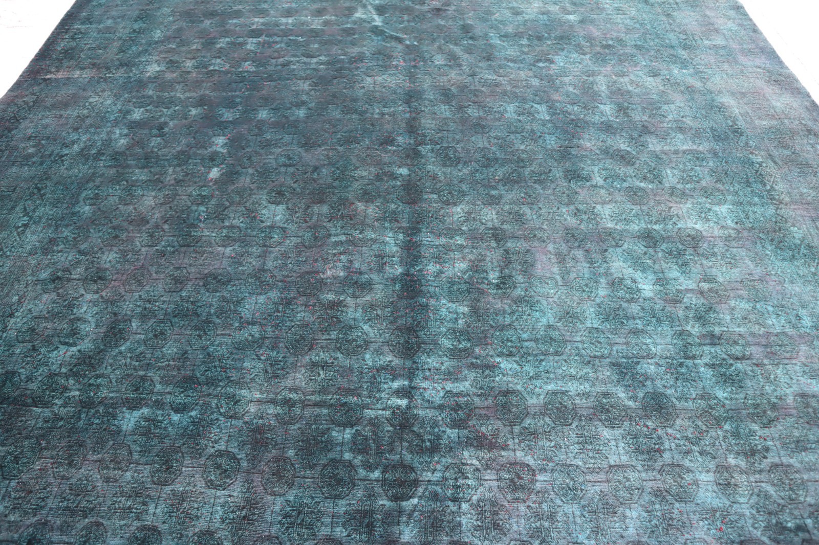 Green Overdyed 7’10×10’4 ft Afghan Hand Knotted Wool Area Rug, Rug for Bedroom