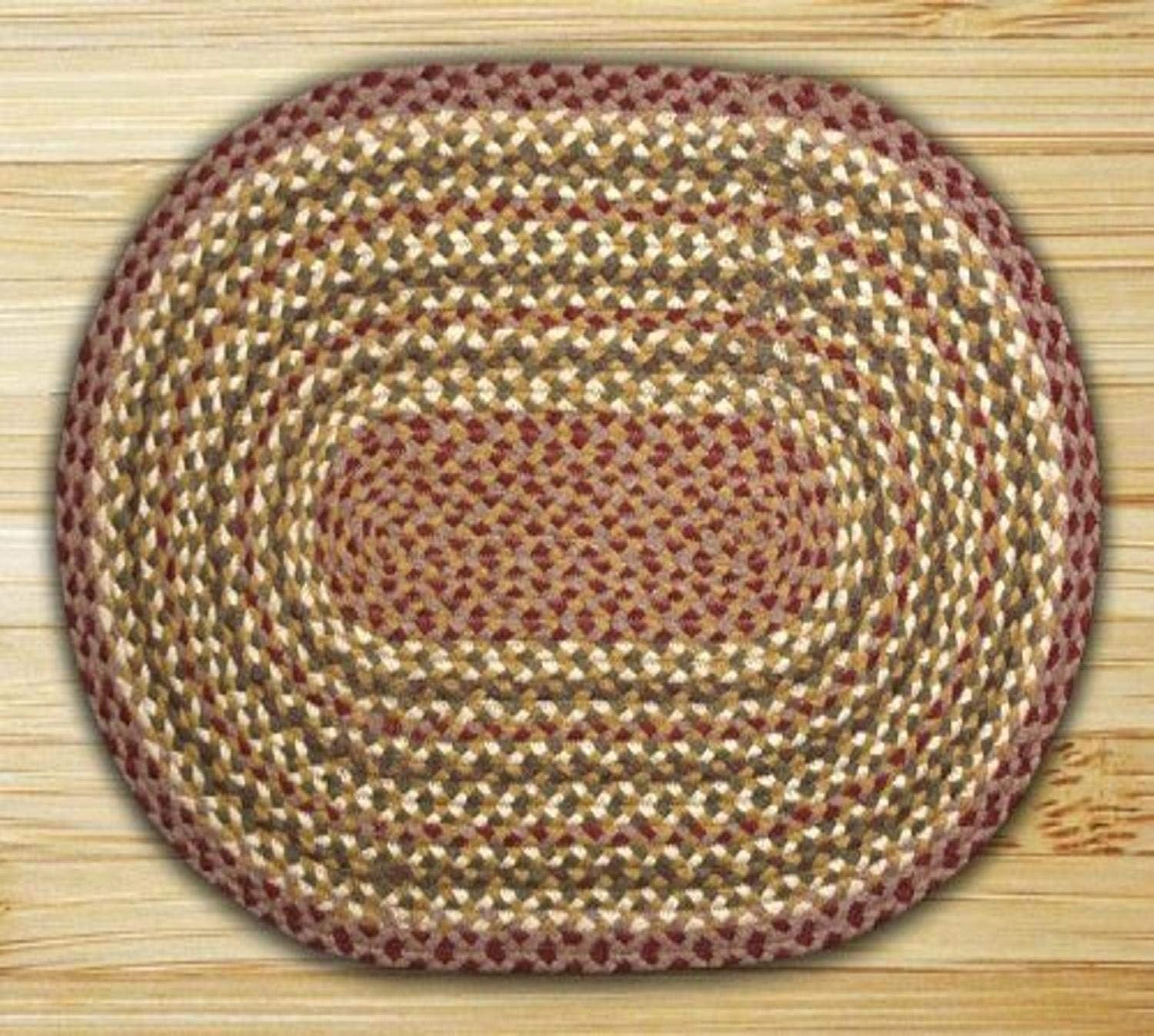 Earth Rugs C-324 Olive Burgundy Gray Oval Braided Rug 27″ x 45″