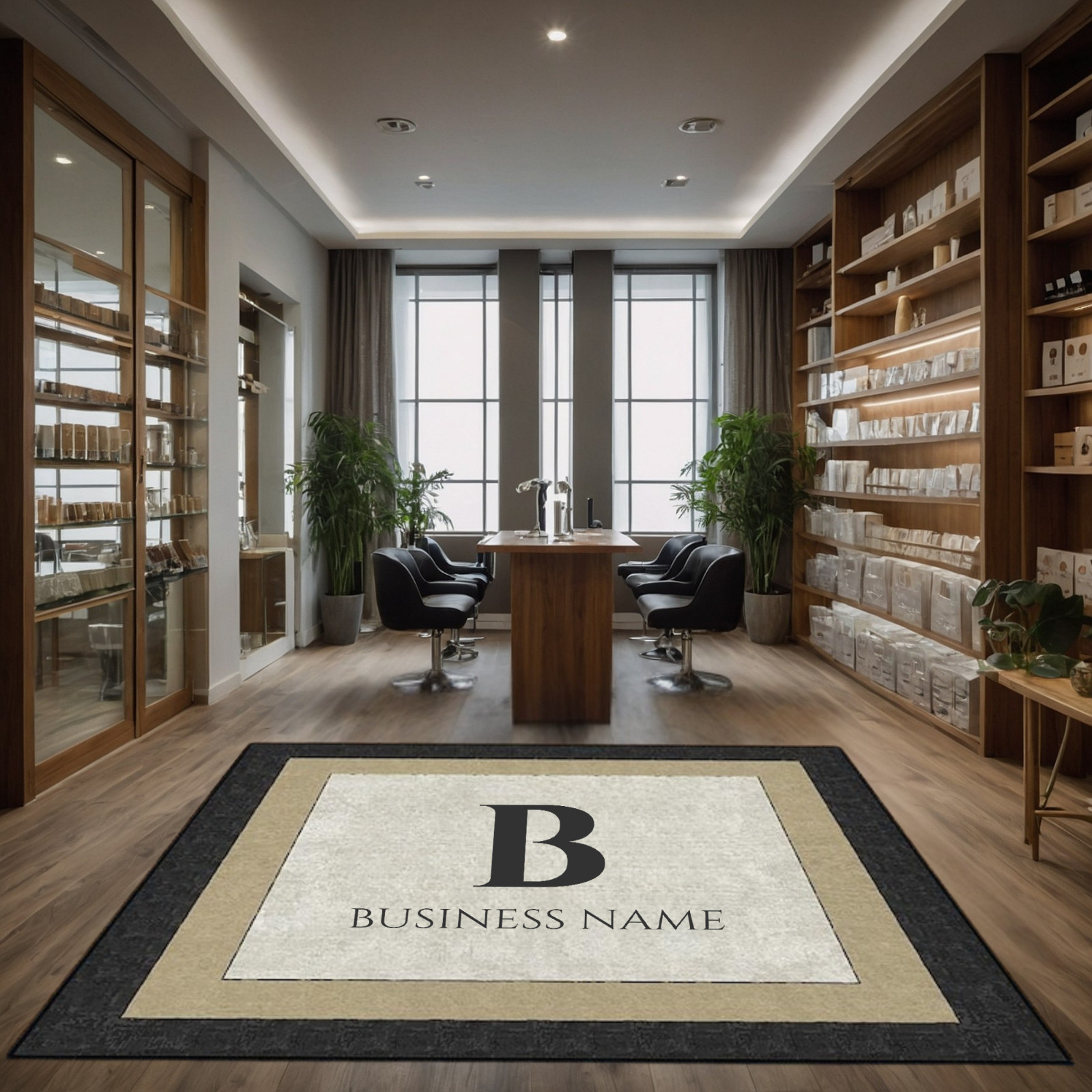 Custom Business Name Entry Rug Personalized Business Welcome Store, Salon Mat