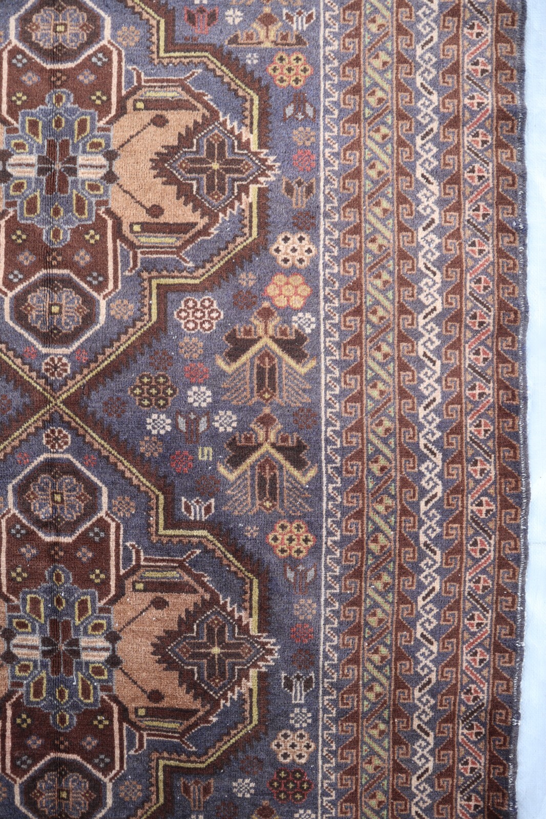 One of a Kind Rug 4×7 Afghan Handmade Faded Gray Rug- Turkmen Nomadic Art Rugs