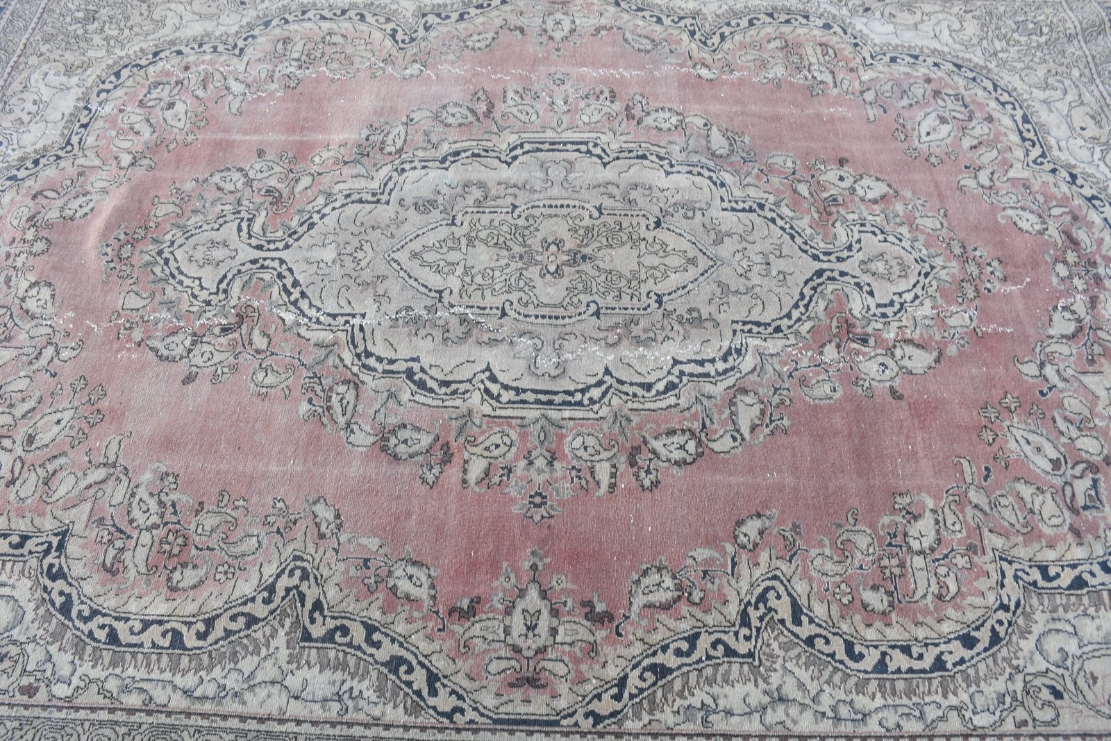 7,7×10,4 ft Rug, Turkish Vintage Rug, Gray Blue Oriental Wool Rug