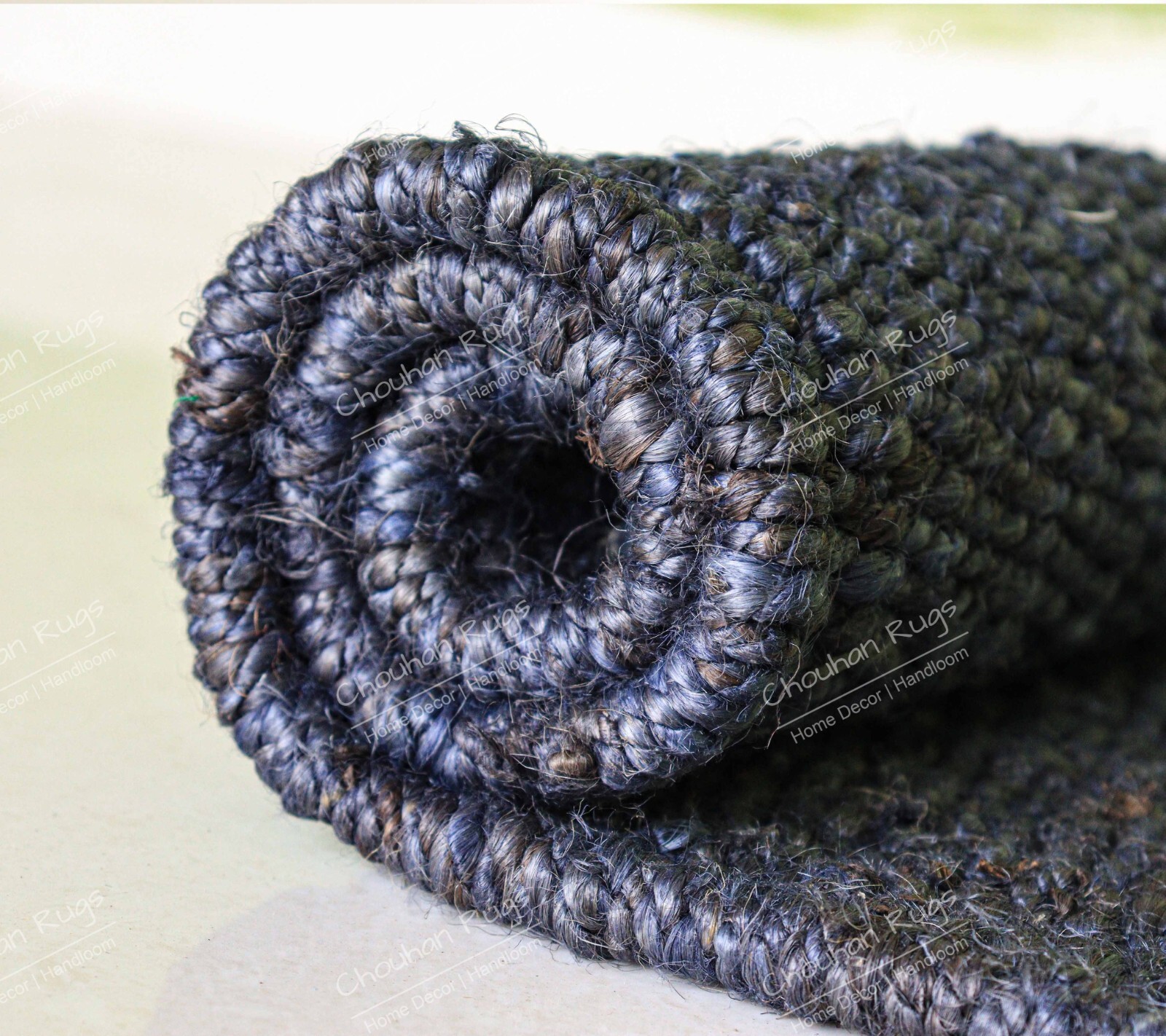 Hand loom Navy Blue Color Hemp Jute Runner Rug Vintage Dhurrie Rug For Yoga Mat
