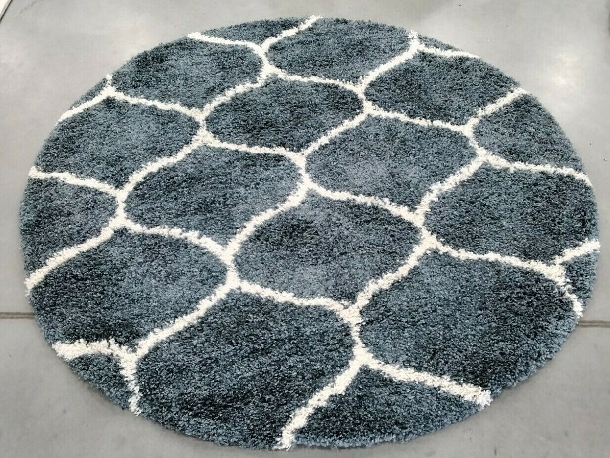 BLUE 5′ X 5′ Round Pulled Threads Rug, Reduced Price 1172712724 SGH280L-5R