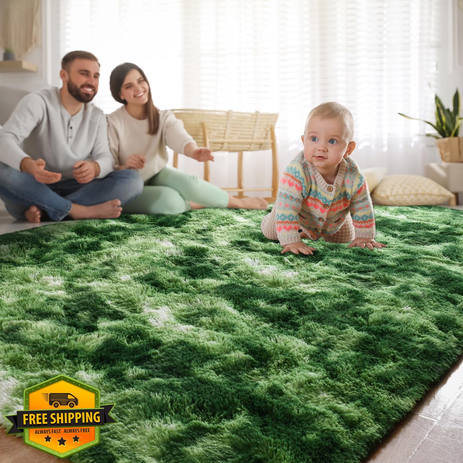 Zedrew 4×6 D-Green Tie-Dye Area Rug