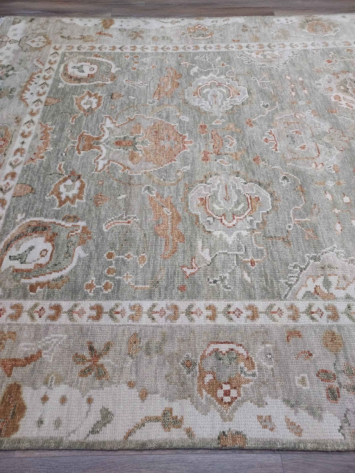 TURKISH OUSHAK RUG.MODERN MULTICOLORED AREA RUG 9×12 Ft, HANDMADE BOHEMIAN RUG