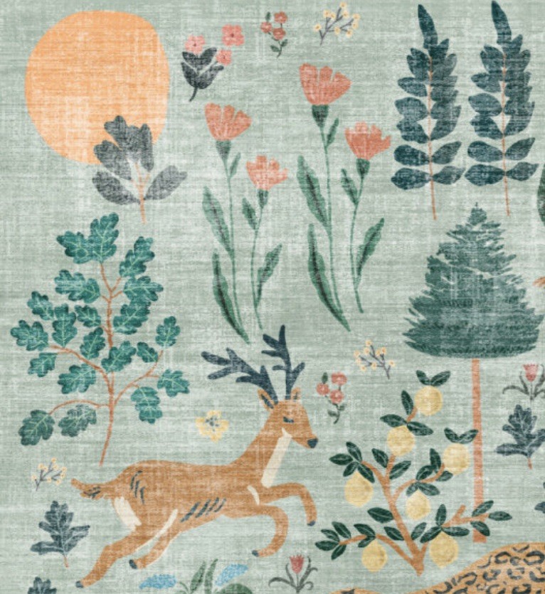Sale! Bliss Jungle Botanical Soft Machine Washable Indoor Area Rug 9×12 Green