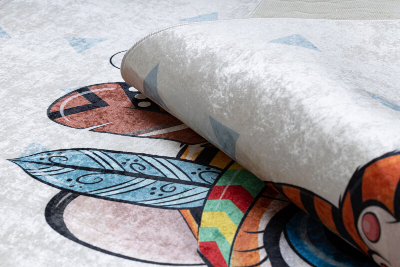 Modern Waschteppich ” BAMBINO ” for Children Anti Colourful Tiger, Indian White