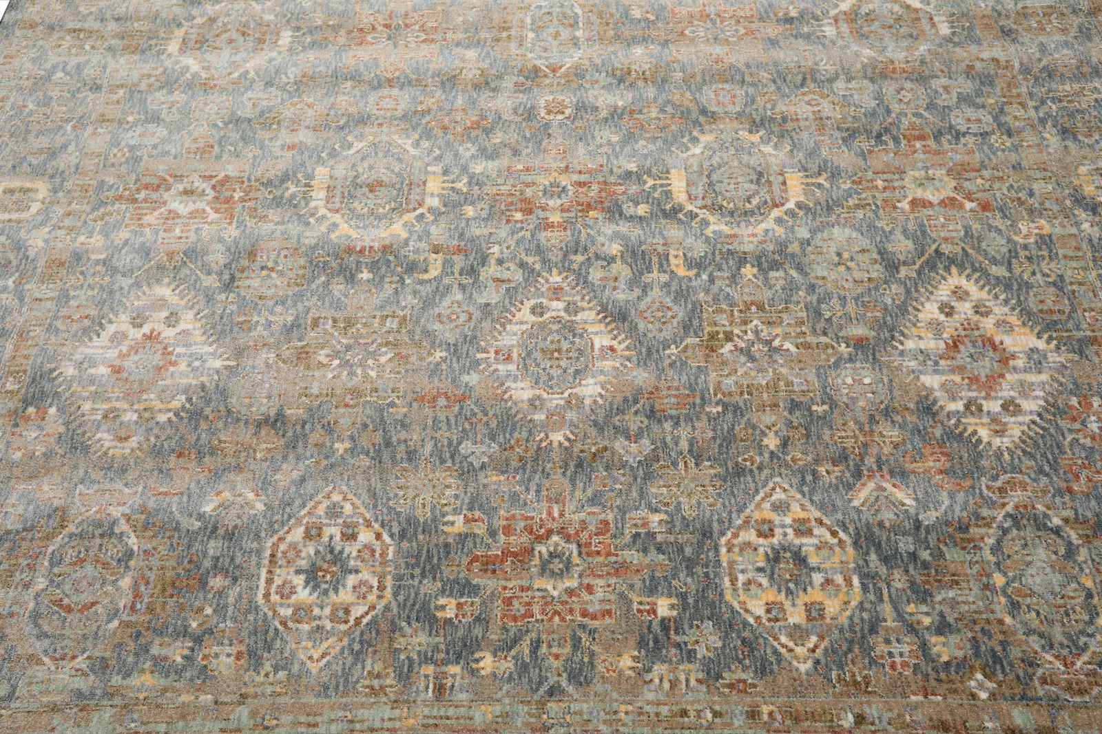 Blue Ivory Rug Multi Size silky Dense Full Pile