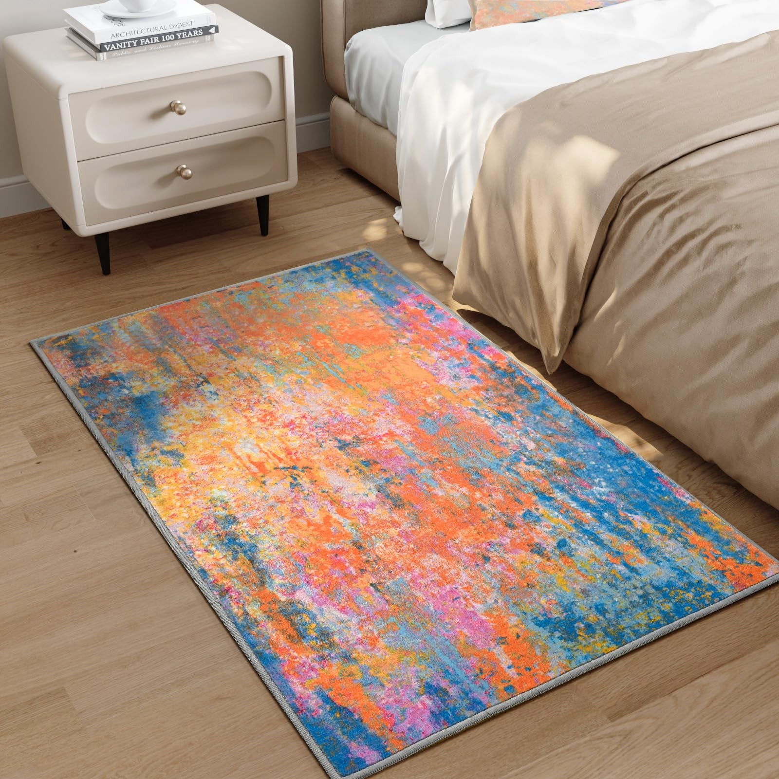 Entrance Rugs Indoor 2×3 Colorful Entry Rug Washable Abstract Rainbow Small A…