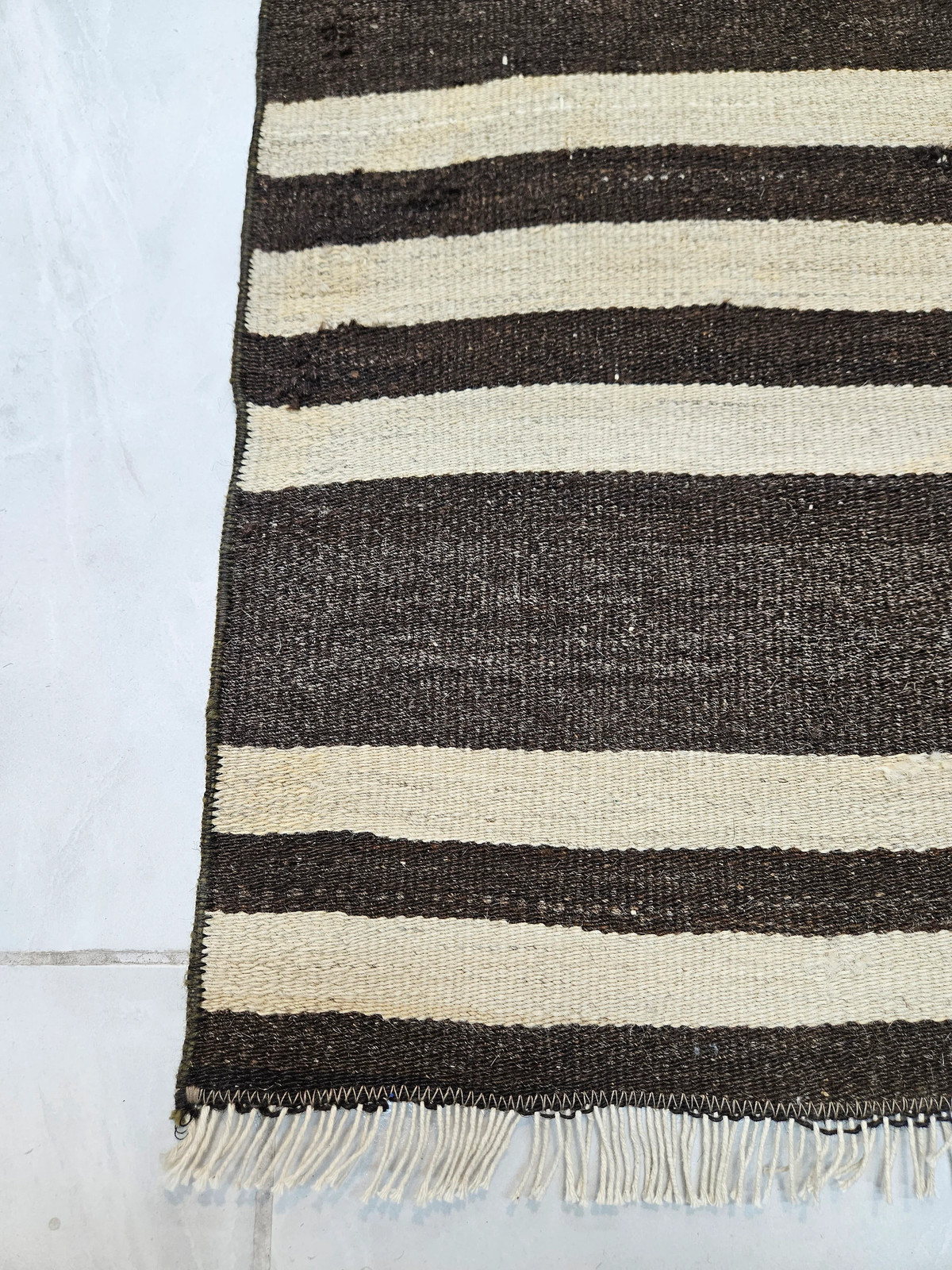 Brown Turkish Kilim Rug, Small Vintage Wool Rug (2.2 x 4.9 ft)