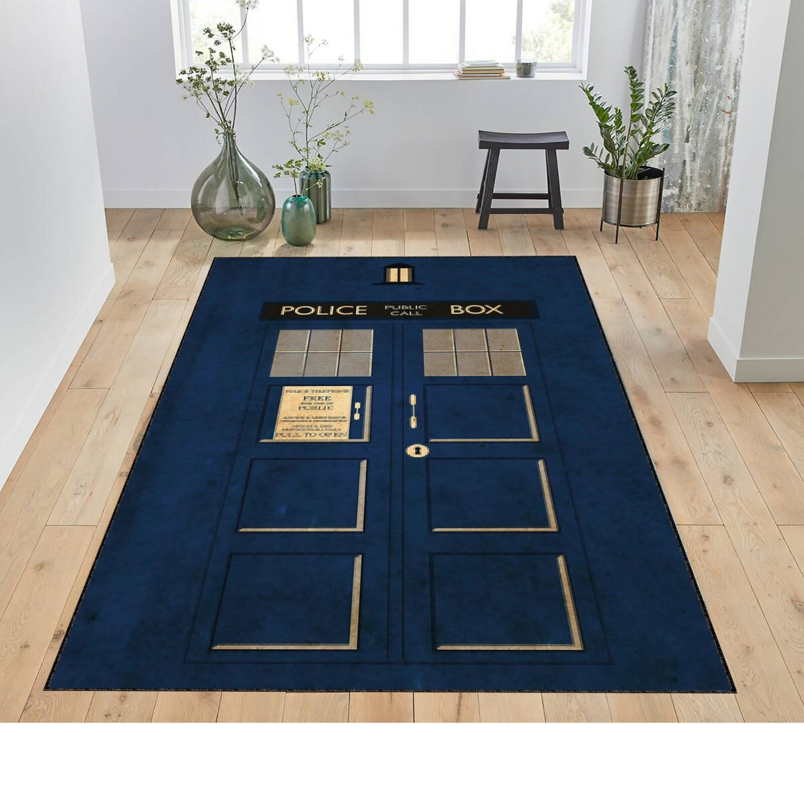 Dr Who Rug, Police Box Rug, Blue Rug, Doctor Who Rug, Kids Room Rug, Custom Rug,