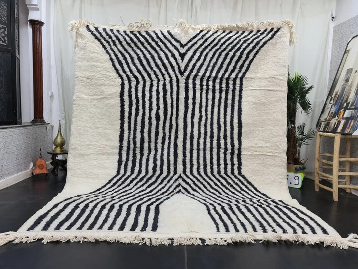 MADE TO ORDER – ARTISTIC BENIOUARAIN RUG- Moroccan Handwoven Rug- White Rug