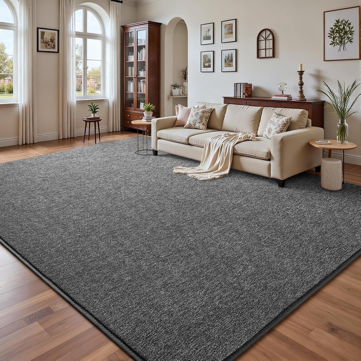 Modern Area Rug 5x7ft Black Grey Bedroom Living Room Kids Carpet Floor Mat