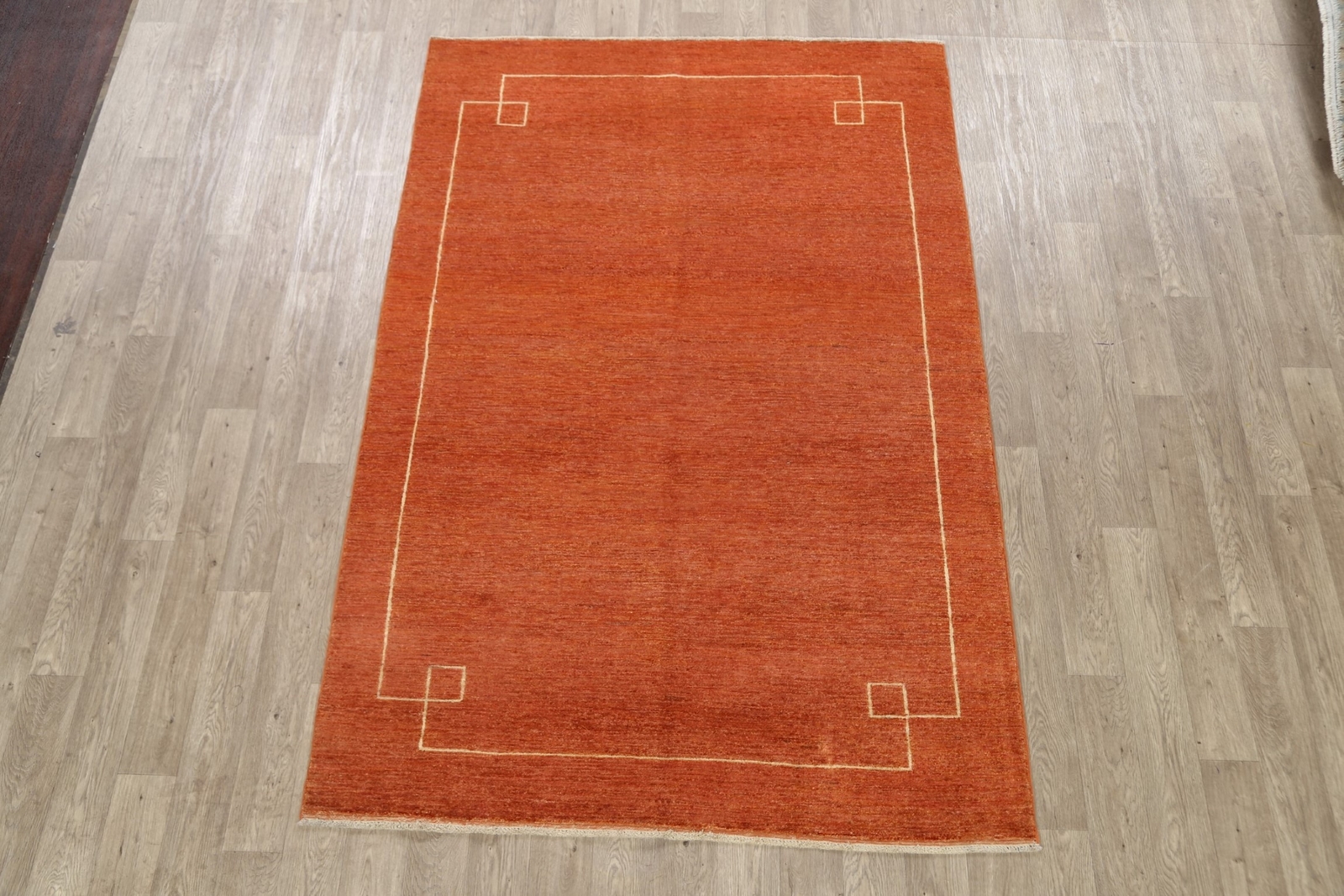 Contemporary Orange Gabbeh Bordered Oriental Area Rug Handmade Wool Carpet 6’x8′