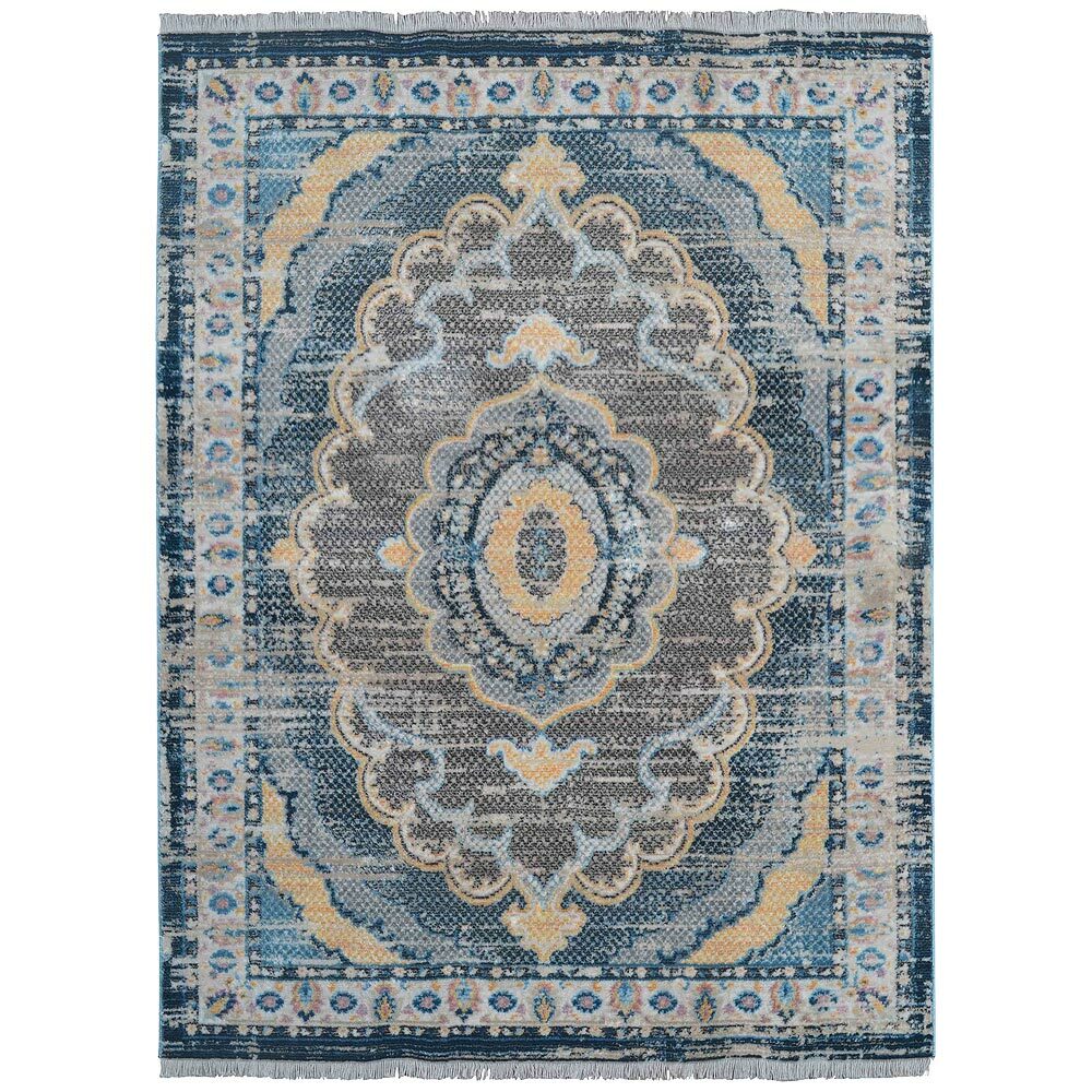 Machine Woven Cross Weave Polyester Area Rug Oriental Black Yellow BBH Home M001