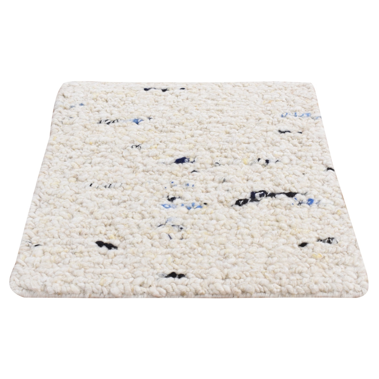 1’9″x1’9″ Ivory Wool Hand Knotted Modern Minimalist Design Square Rug R87413