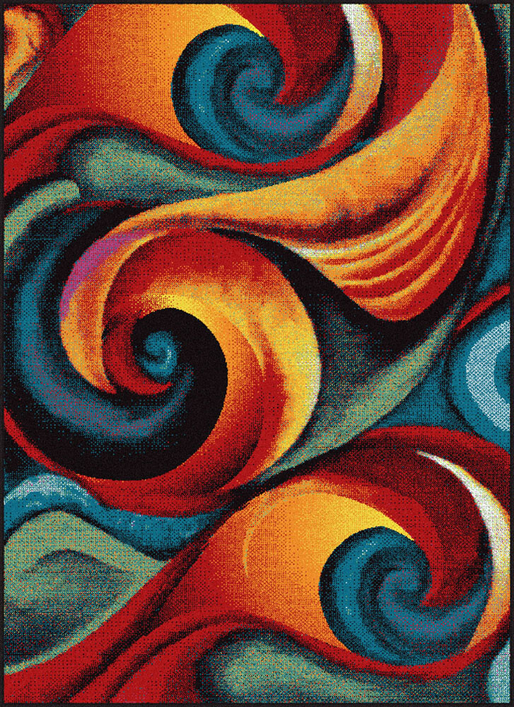 8×10 Multi-Color Abstract Curves Swirls Area Rug SMP1001 – Aprx 7′ 10″ x 10′ 3″