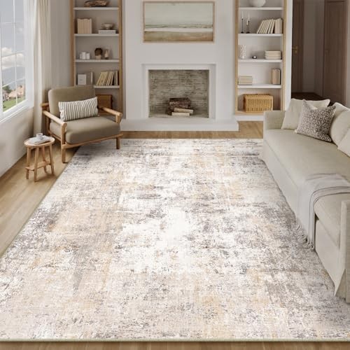 10×12 Washable Area Rug Beige Grey Neutral 10′ x 12′ (Rectangular) Beige/Grey