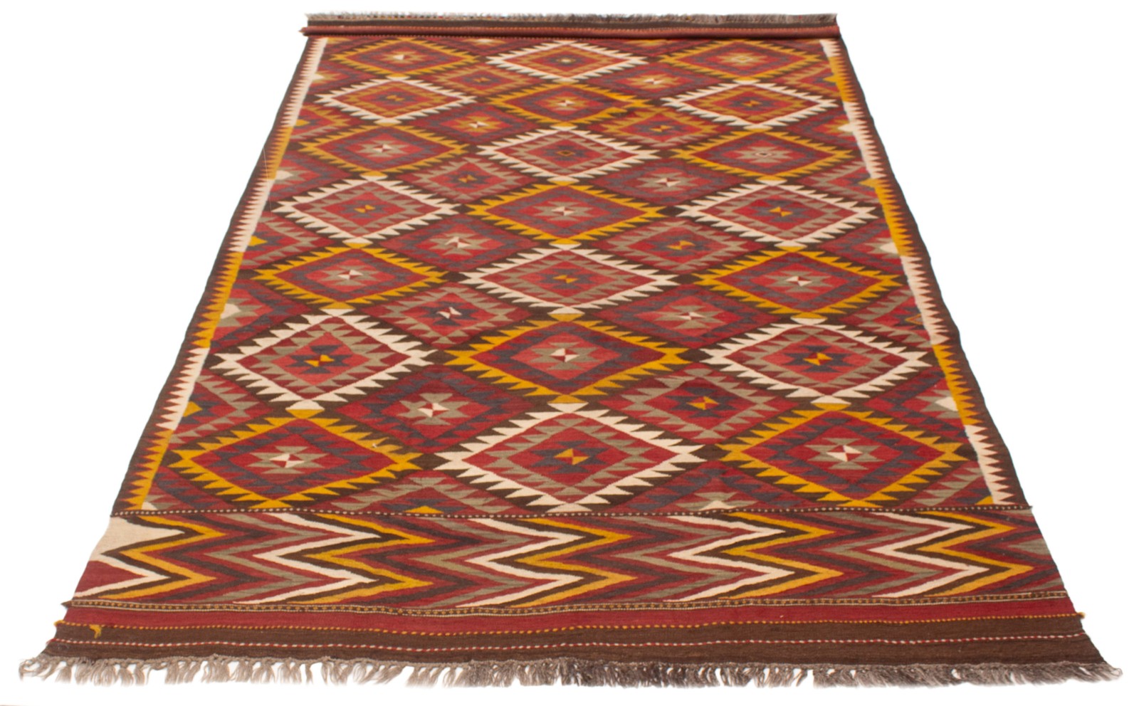 Vintage Hand Woven Area Rug 6’11” x 12’6″ Traditional Wool Oriental Carpet