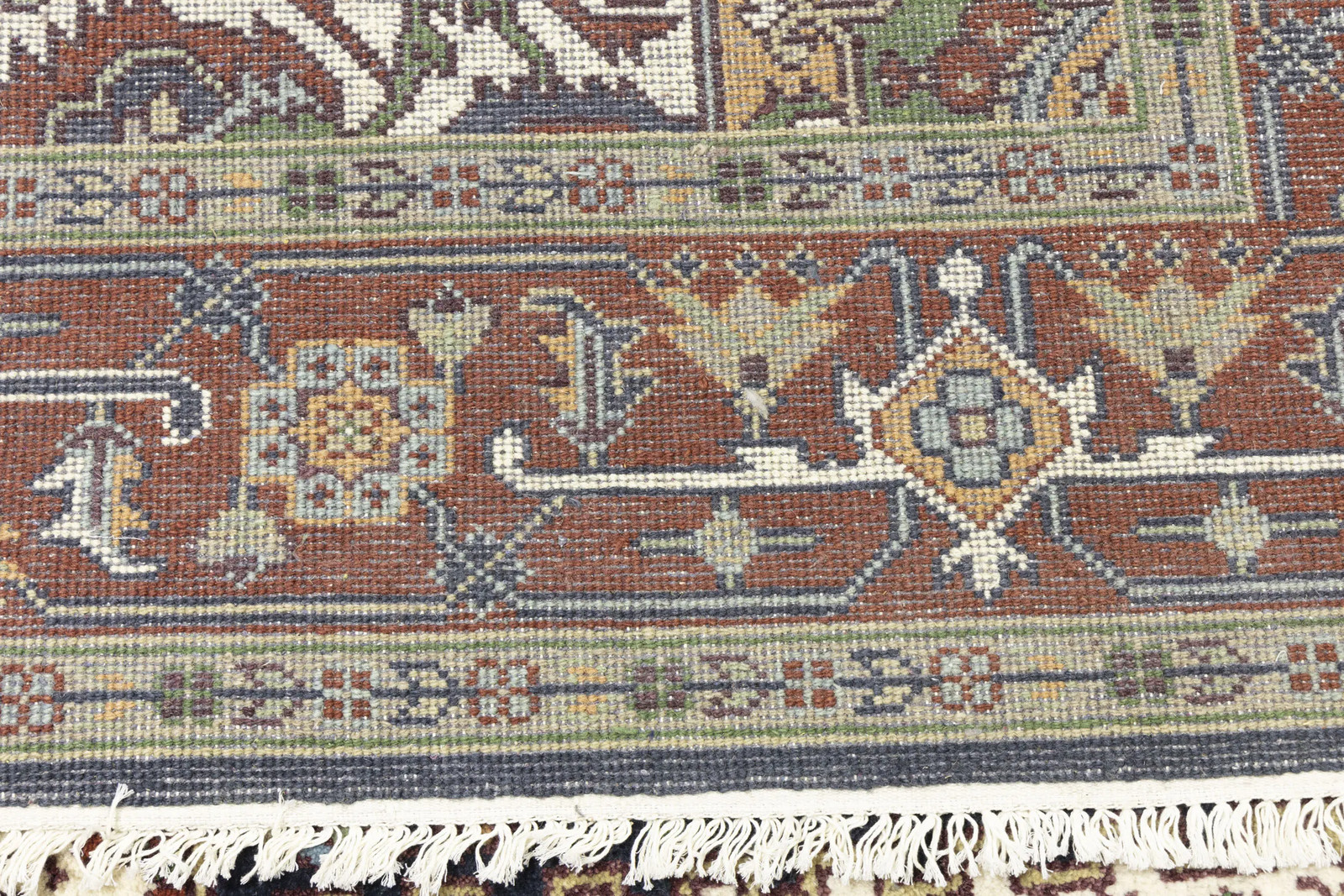 Heriz Serapi Oriental Rug Dark Purple-Navy Floral Design Wool Carpet 8X10 ft