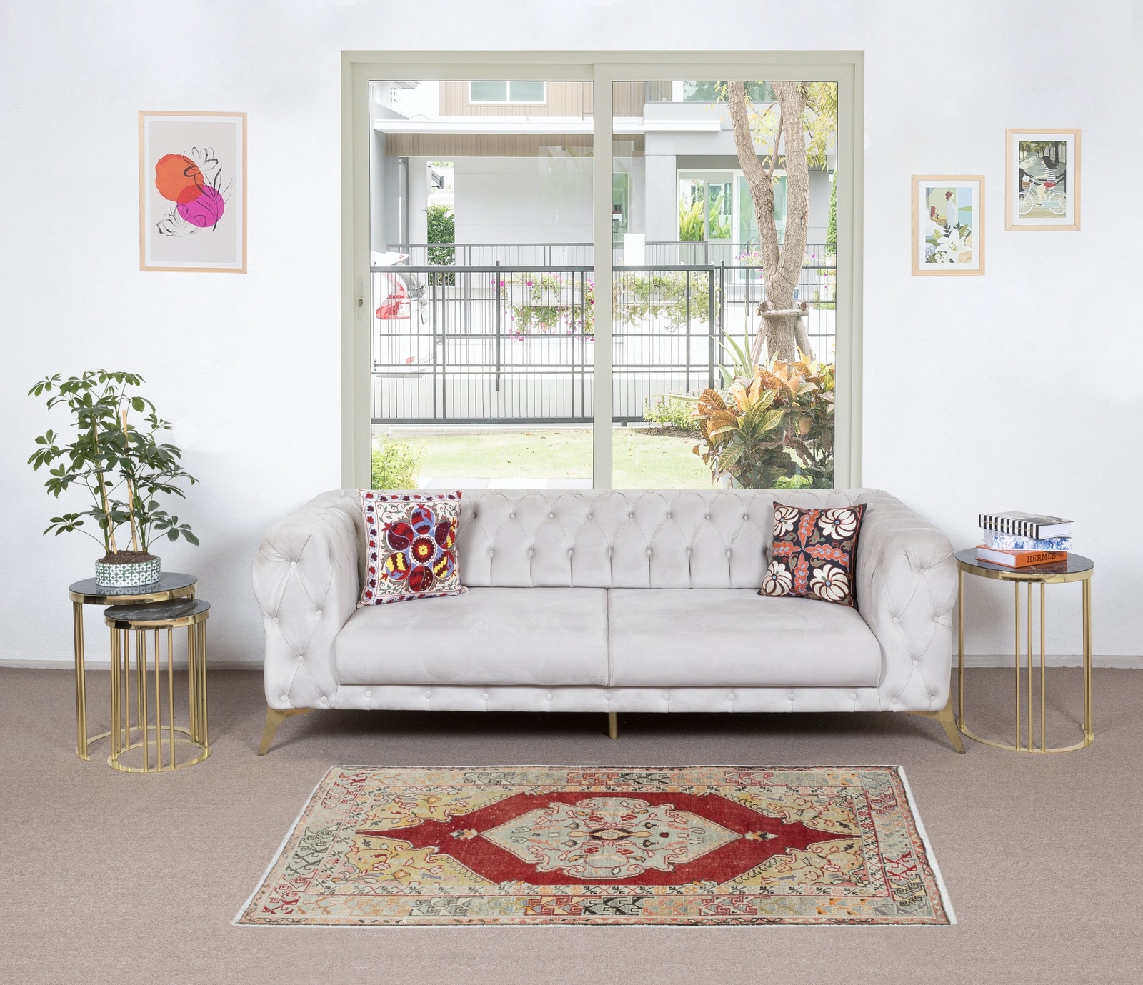 3.5×6.4 Ft Traditional Vintage Turkish Tribal Rug, Handmade Wool Village Carpet