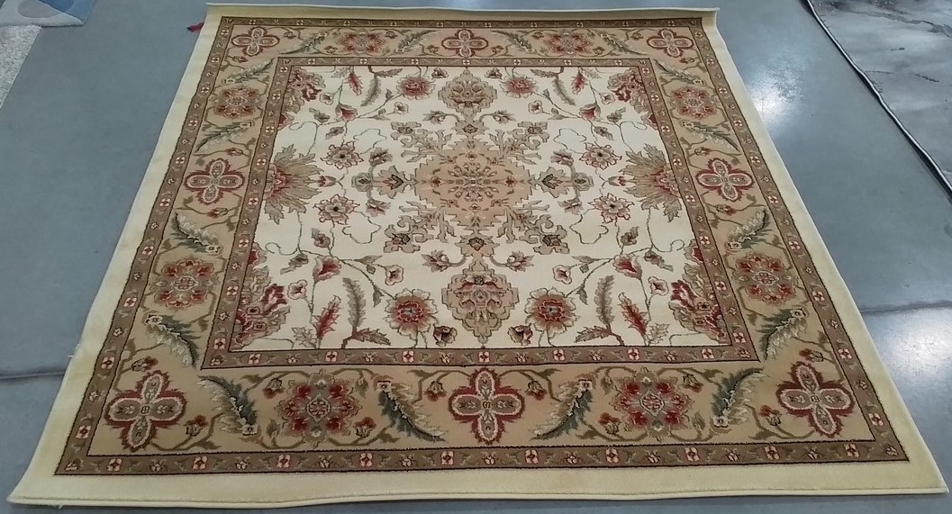 IVORY / TAN 6′-0″ x 6′-0″ Back Stain Rug, Reduced Price 1172806095 LNH211A-6SQ