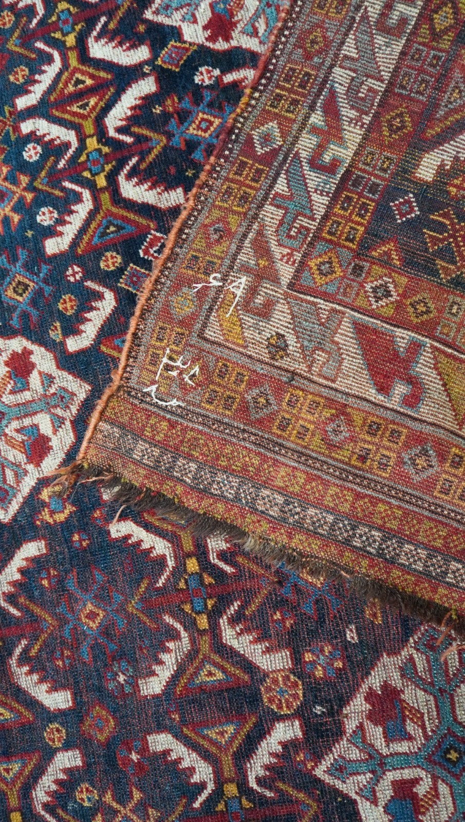 Antique 1850 Khamsehh-Morghii Bird 4’3″ x 7’8″ Handmade Wool Tribal Oriental Rug