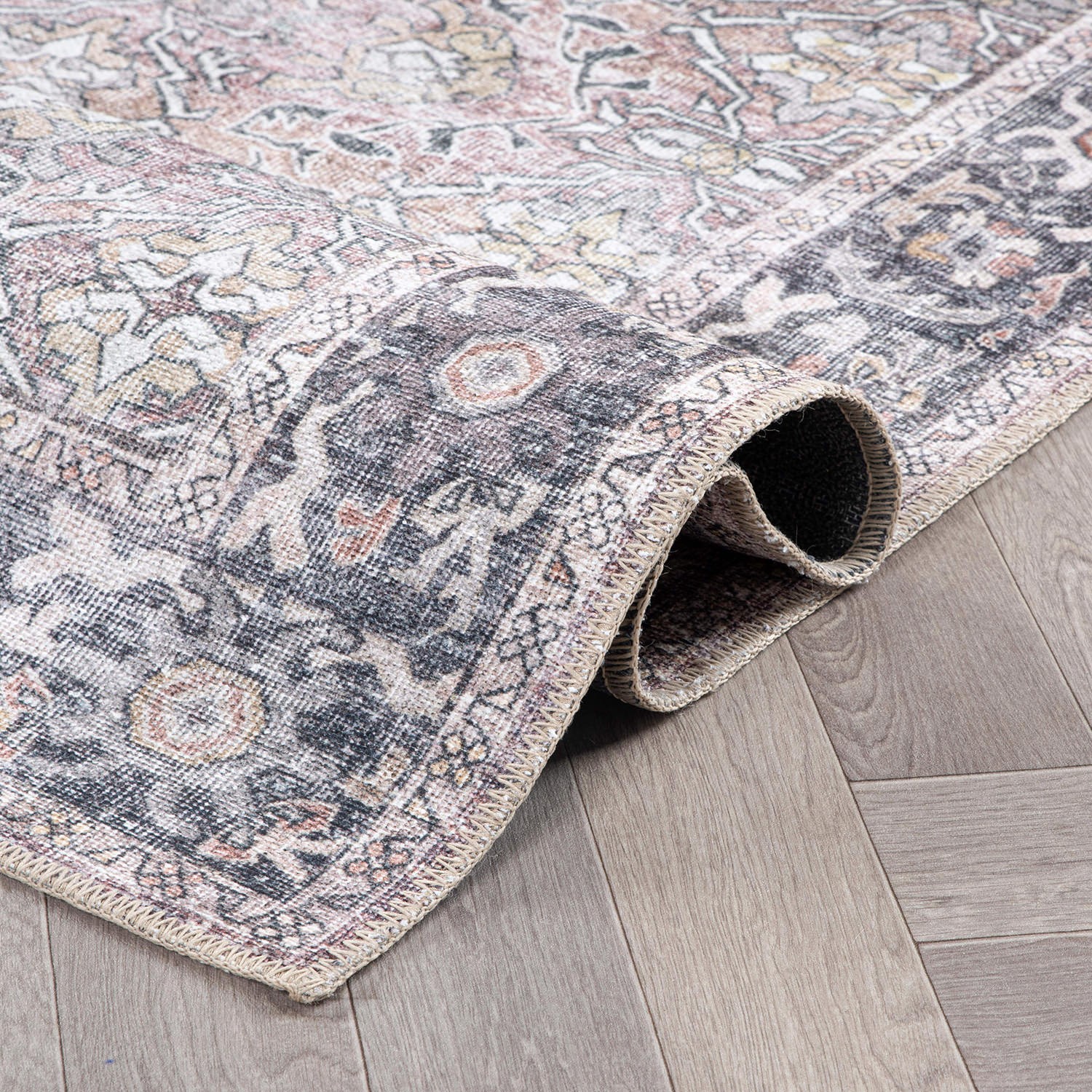 Rugshop Living Room Rugs Vintage Distressed Machine Washable Non Slip Rugs 3×5