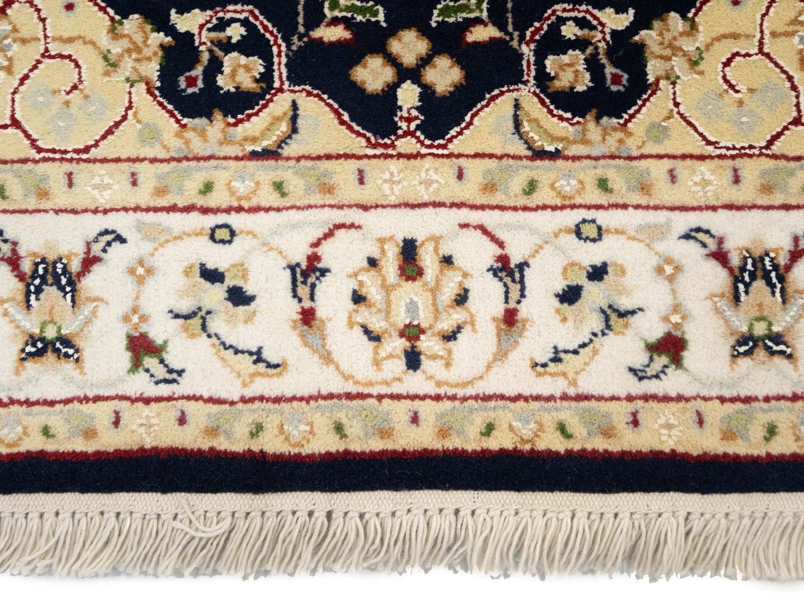 2’8X4’3 ft Indo-Nain Black Oriental Rug Floral Style Wool Carpet Home Decor