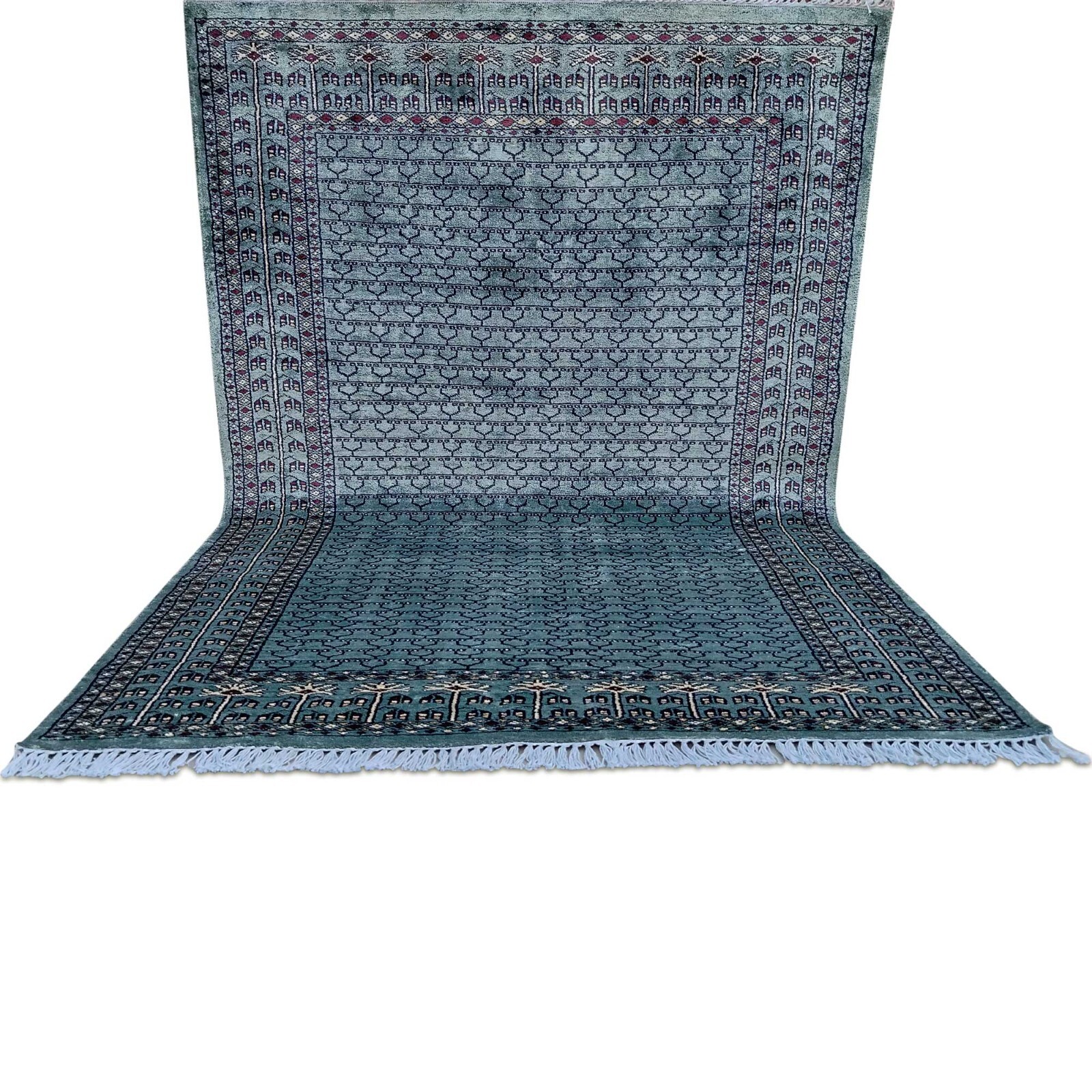 Amma Carpets Hand Knotted Art Silk Oriental Rug Royal Gray Luxury 4×6 Feet