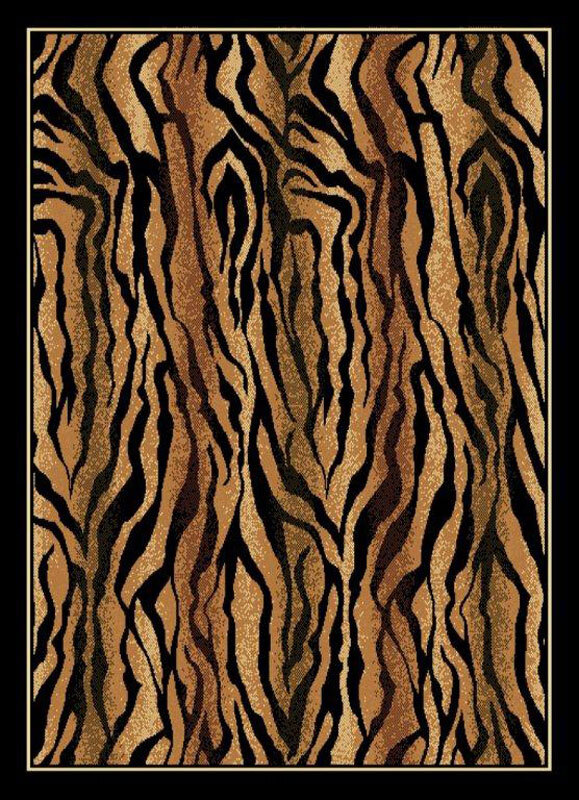 Exotic Safari Multi Animal Print Carpet 5×8 Tiger Area Rug : Actual 5’3″x7’2″