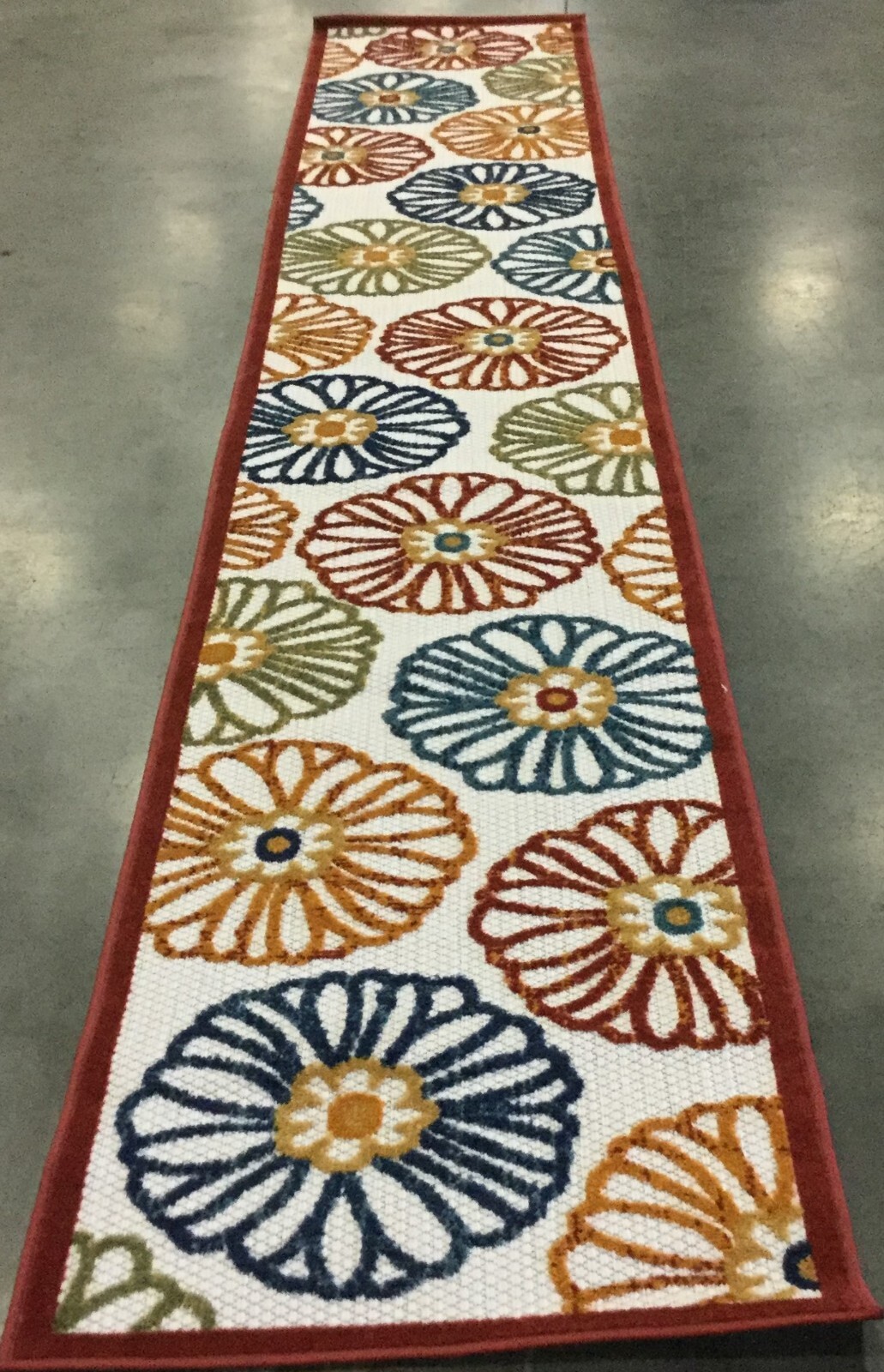 CREME / RED 2′ X 12′ Flaw in Rug, Reduced Price 1172657357 CBN801A-212