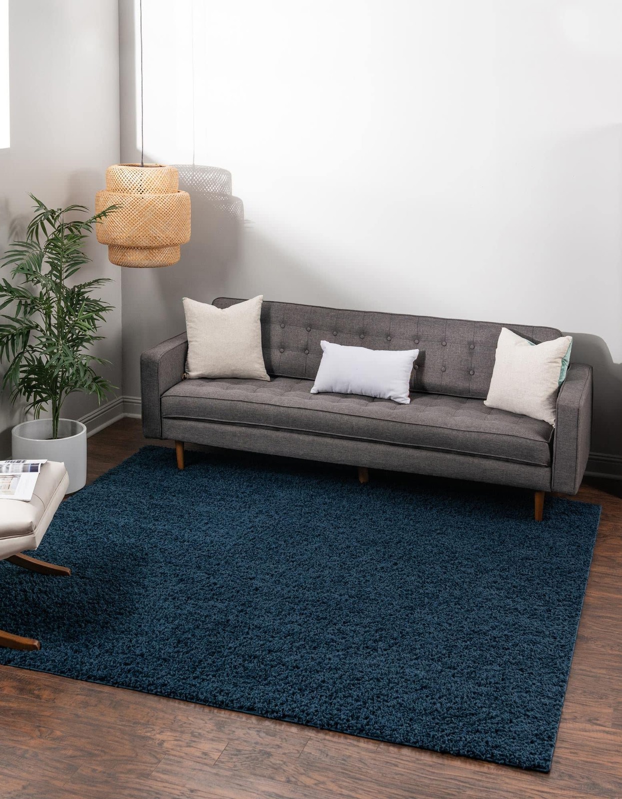 Unique Loom Solid Shag Collection Area Rug 5 1 Square Sapphire Blue/ Navy Blue