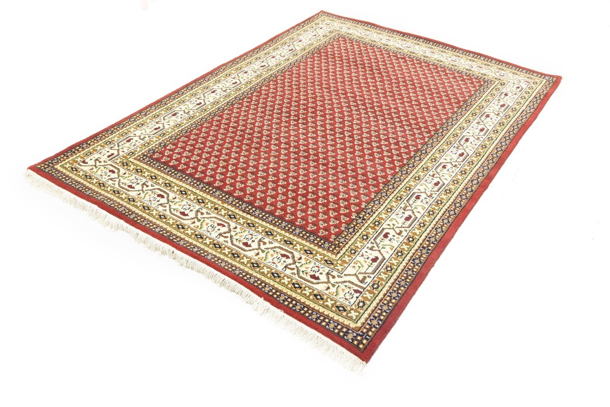 Handmade Indo-Botemir Oriental Rug Red Floral Farmhouse Boho Décor Carpet 6X8 ft