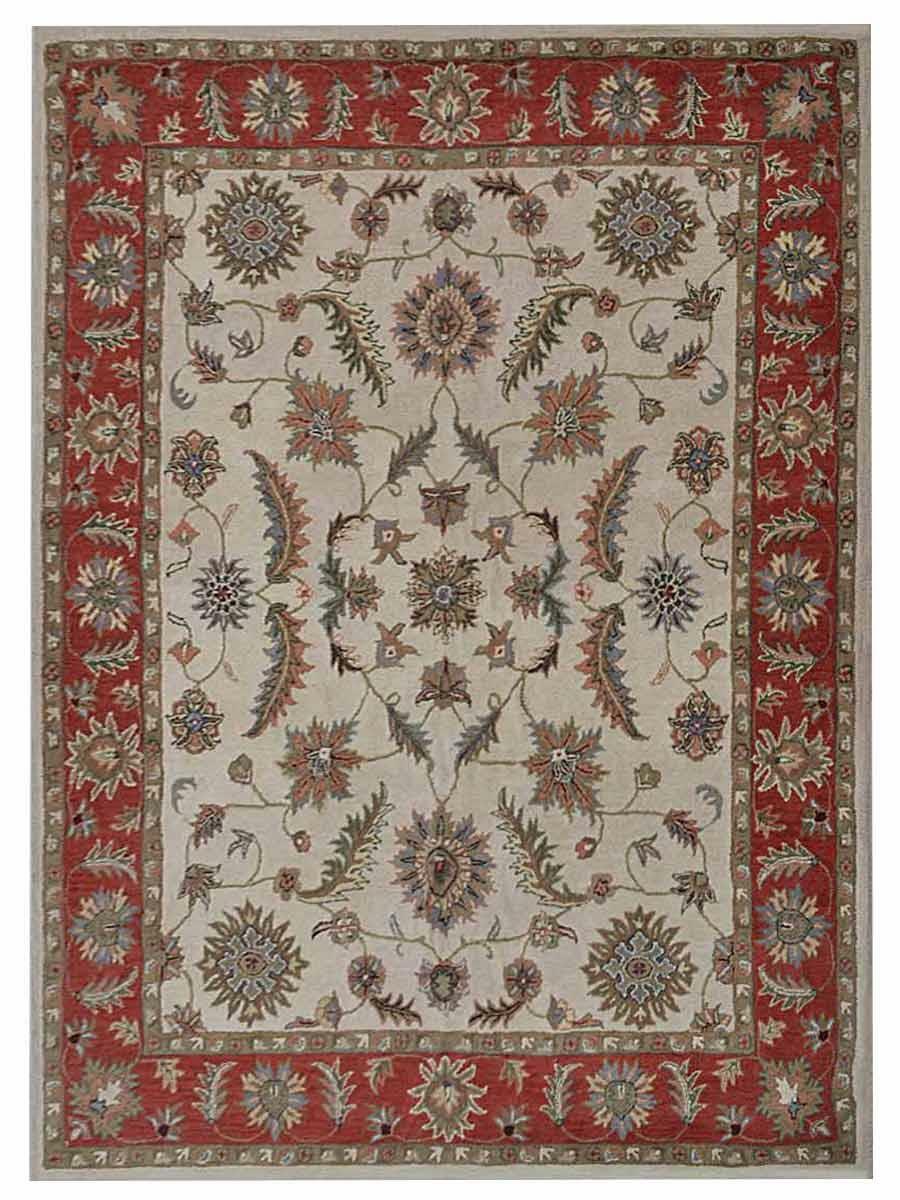 Hand Tufted Wool 10’x10′ Square Area Rug Oriental Cream Red BBH Homes BBK00106
