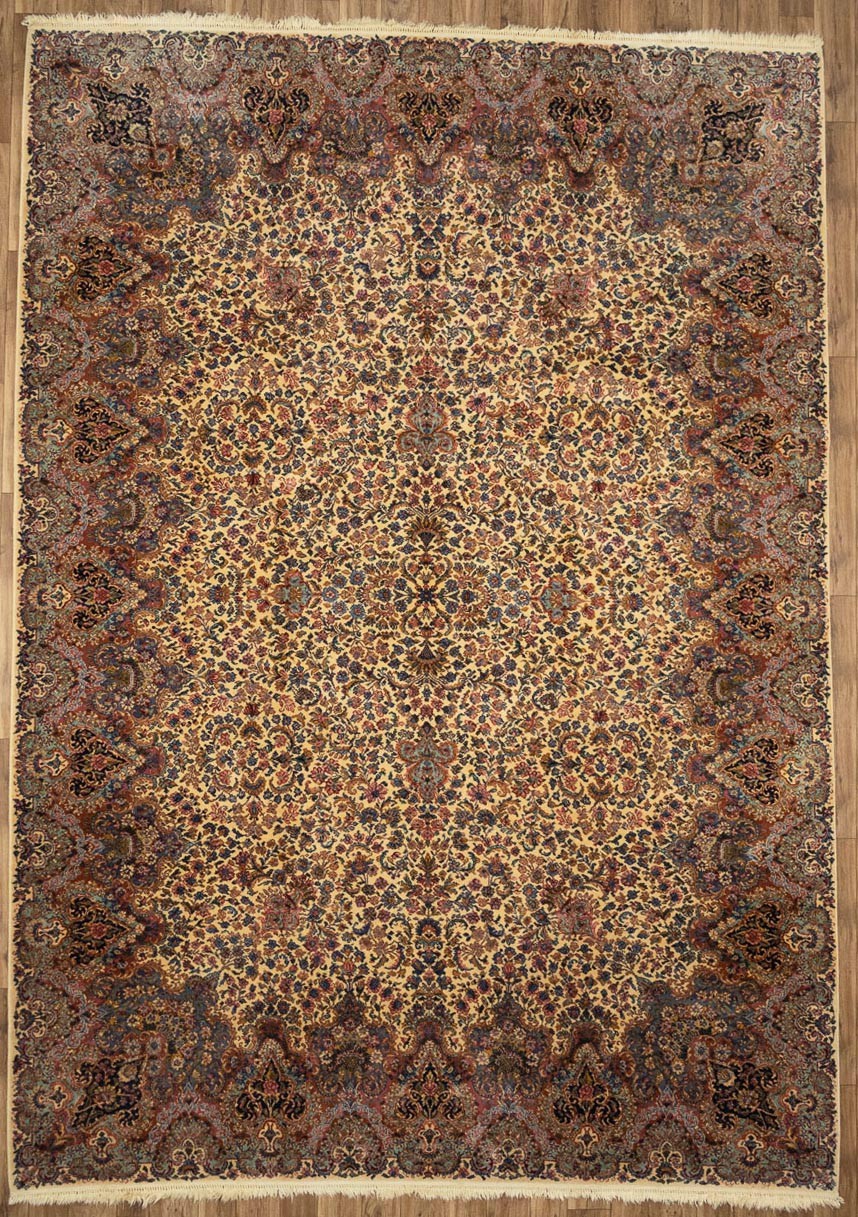 10×14 Handmade Extra Large Floral Cream Oriental Rug Wool Living Room Carpet