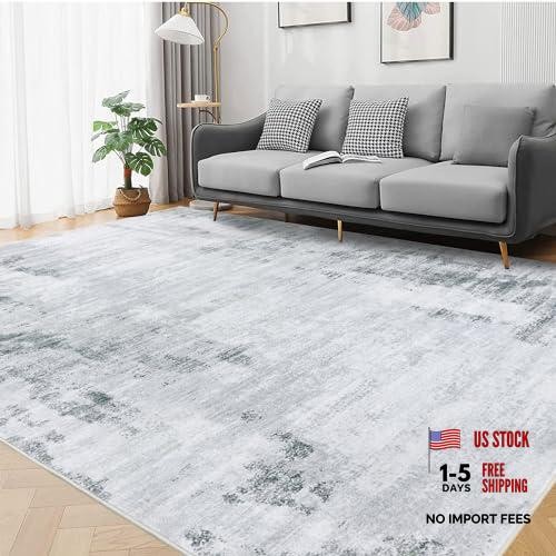 Washable Area Rug 6×9 Living Room Rug Modern Neutral Area Rug 6 x 9 feet Grey