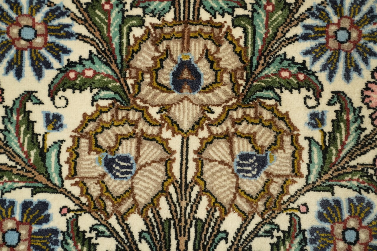 4×5 Elegant Hand-Knotted Wool Area Rug in All-Over Multicolor Hues