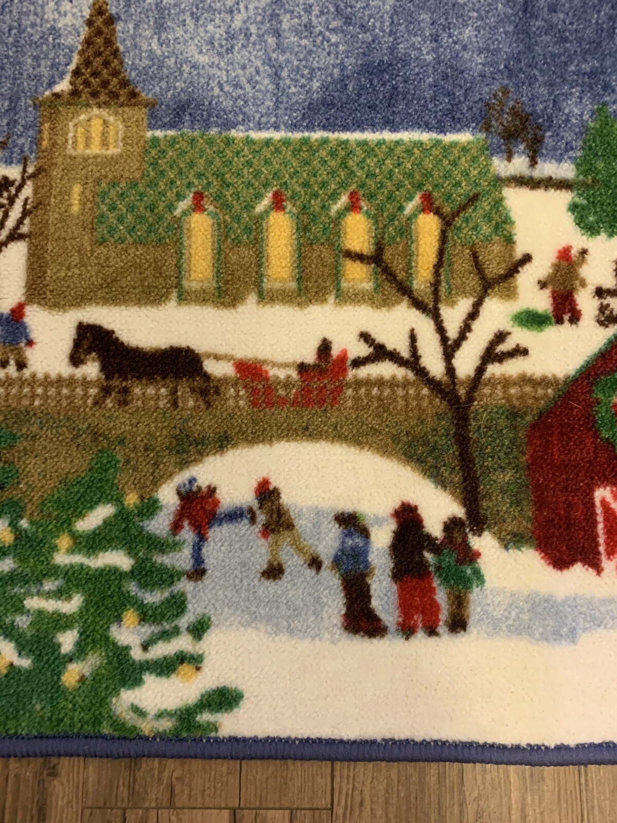 Christmas St Nicholas Square Accent Rug 23”x36” Winter Scene Skid Resistant