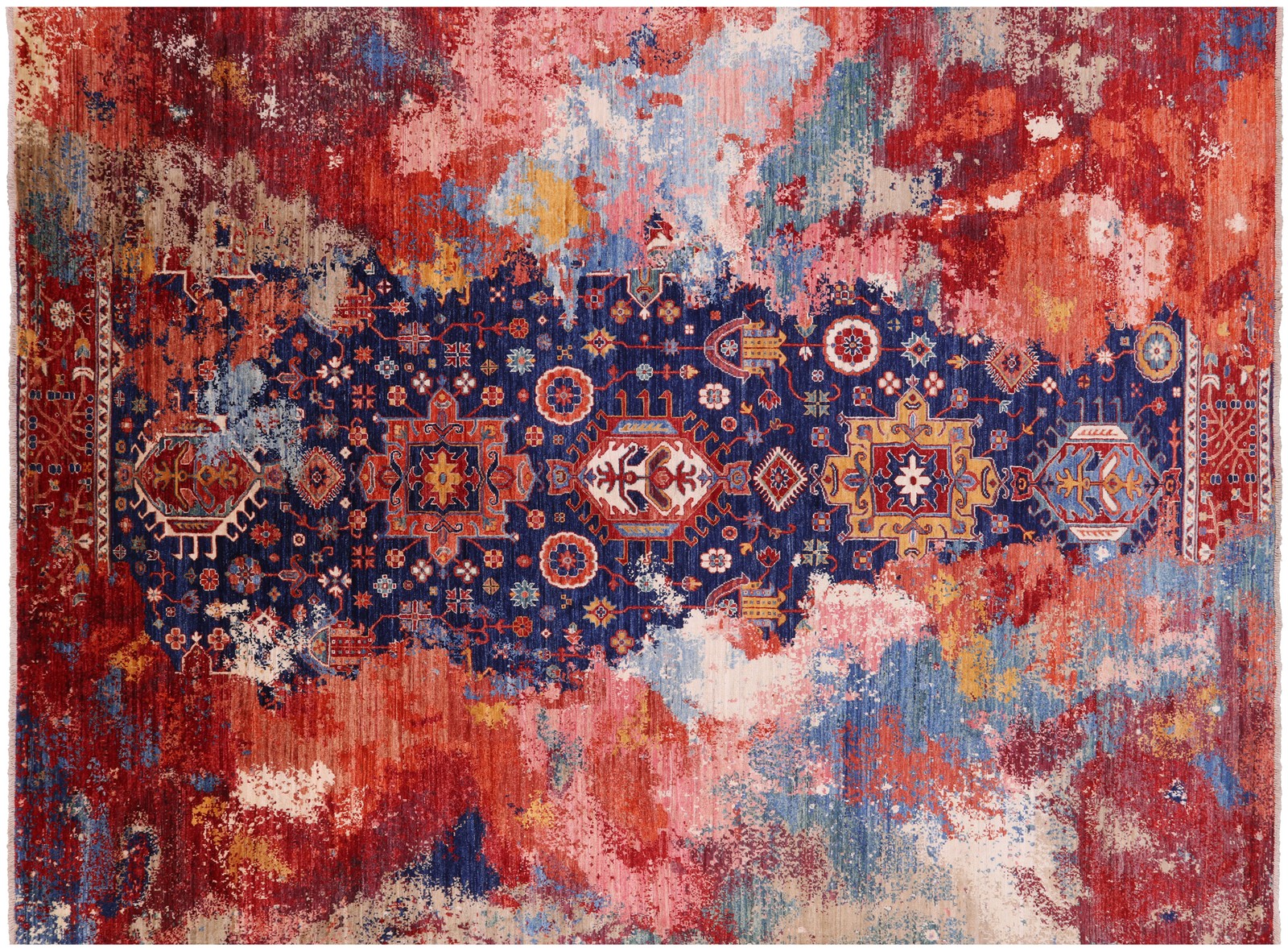8′ 8″ X 11′ 8″ Contemporary Hand Knotted Wool Rug – Q20946